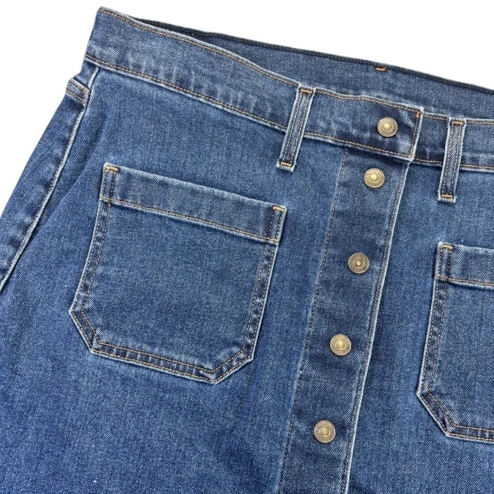 Levi Strauss Denim Skirt Women Size 32 Blue Snap Button Front Mini Skirt‎